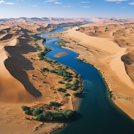 Expansive desert dunes at sunset